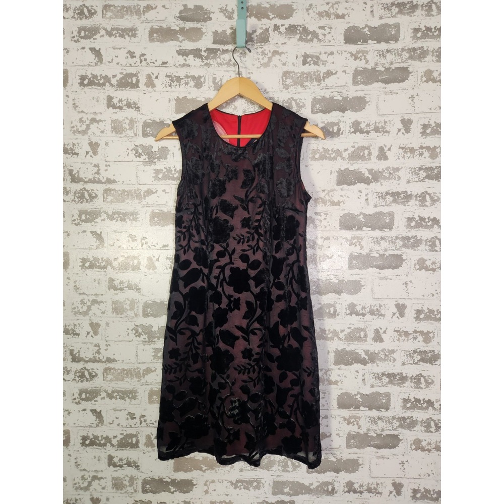 Black Velvet Burnout Dress‎ Size 10 Floral Y2K Whimsygoth Fairy Grunge Elegant